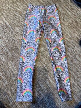 Pixie Lane Girls Rainbow Print Grey Leggings